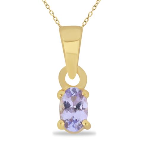 BUY 925 SILVER TANZANITE GEMSTONE GOLD PLATED PENDANT